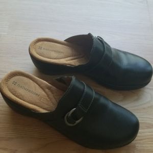 Naturalized Black Leather Clogs
